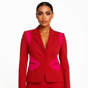 Diane von Furstenberg Red Colorblock Blazer Size 4 – Designer Jacket